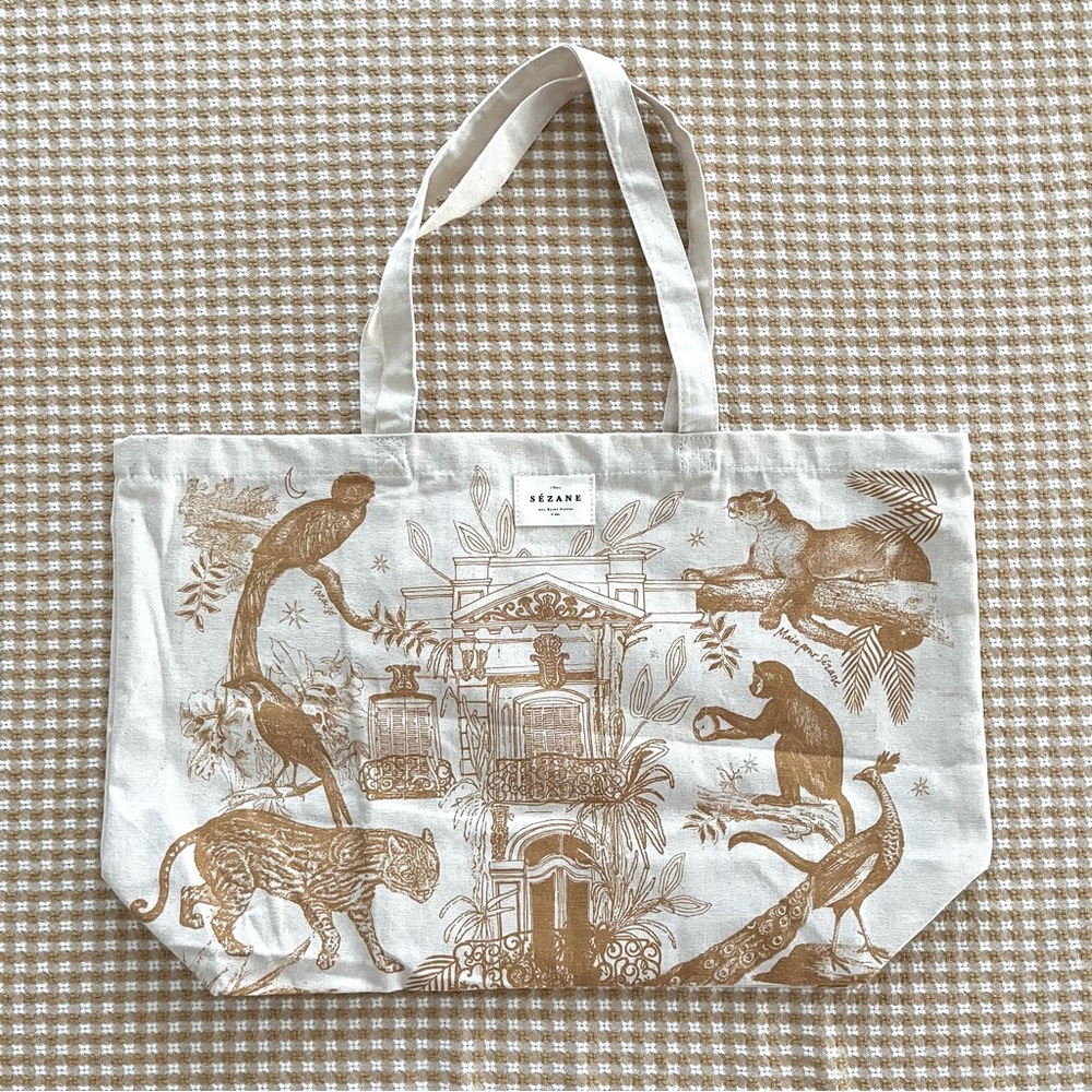 Sezane Paraiso Canvas Bag Jungle Print
